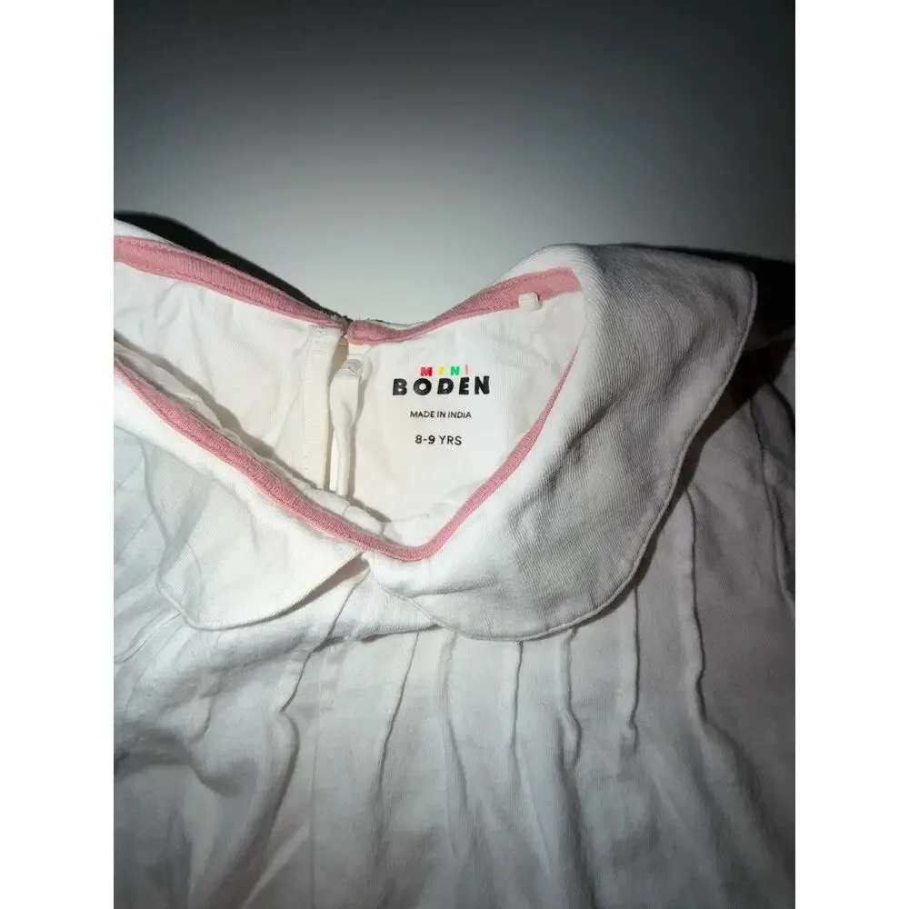 Mini Boden Girl’s White Long Sleeve Peasant Blouse Top 8 9 Years